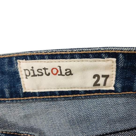 NWOT Pistola Distressed Patch Mid-Rise Slim Ankle Denim Jeans Sz 27x27.50 Blue - Picture 5 of 10